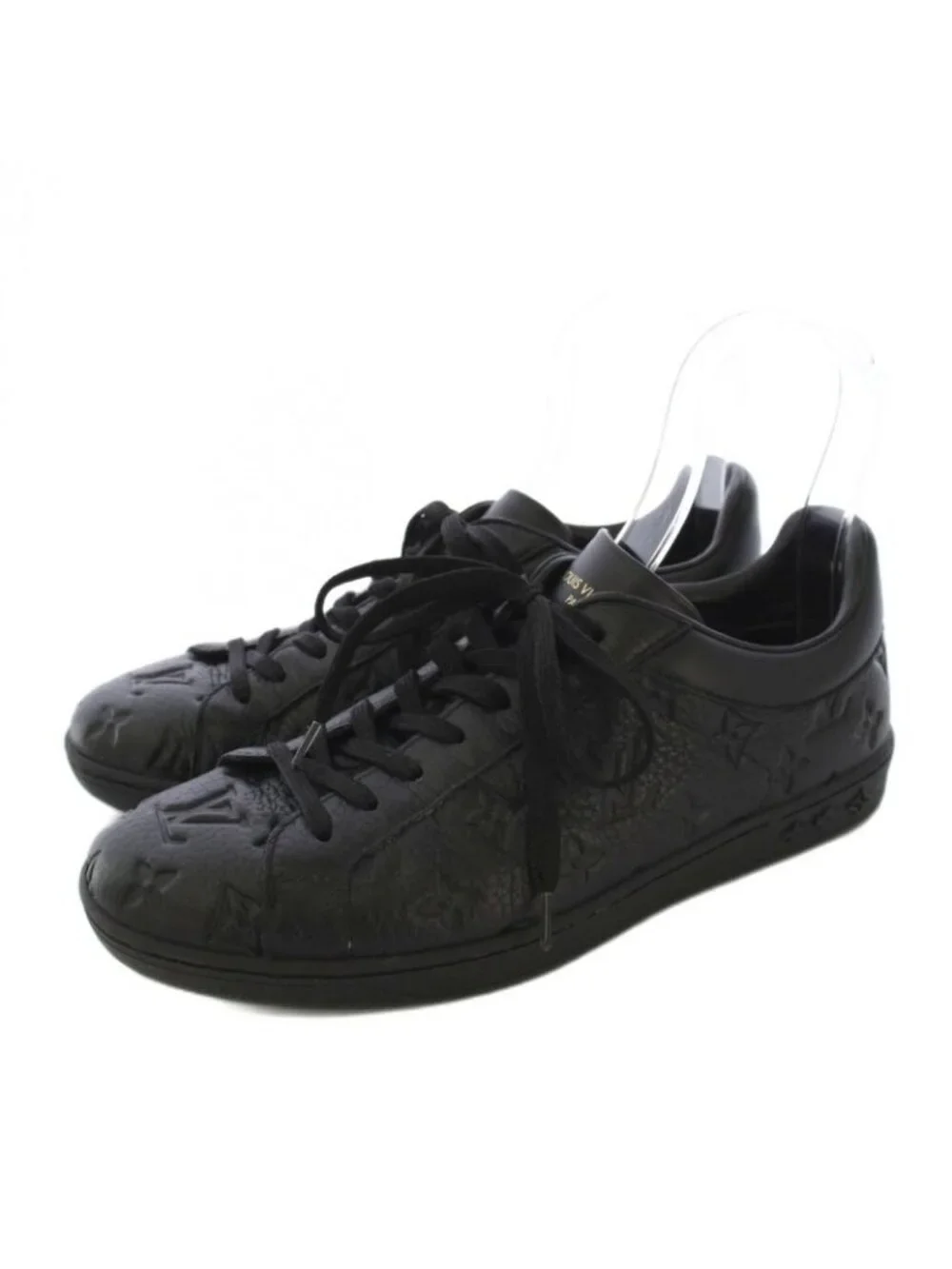 Louis Vuitton Luxembourg Line Monogram Eclipse Sneakers Shoes Leather 7 Black YT - Picture 2 of 8